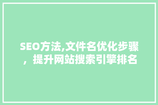 SEO方法,文件名优化步骤，提升网站搜索引擎排名