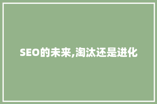SEO的未来,淘汰还是进化
