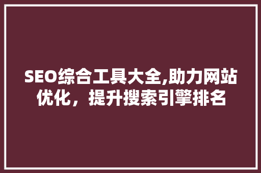 SEO综合工具大全,助力网站优化，提升搜索引擎排名