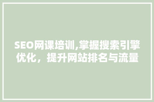 SEO网课培训,掌握搜索引擎优化，提升网站排名与流量