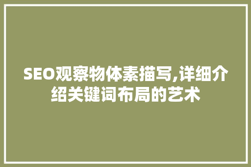 SEO观察物体素描写,详细介绍关键词布局的艺术  第1张