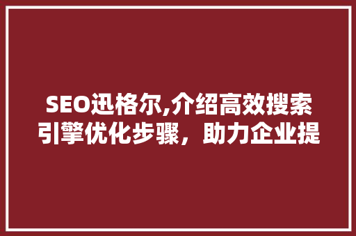 SEO迅格尔,介绍高效搜索引擎优化步骤，助力企业提升网络竞争力  第1张