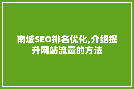 南城SEO排名优化,介绍提升网站流量的方法