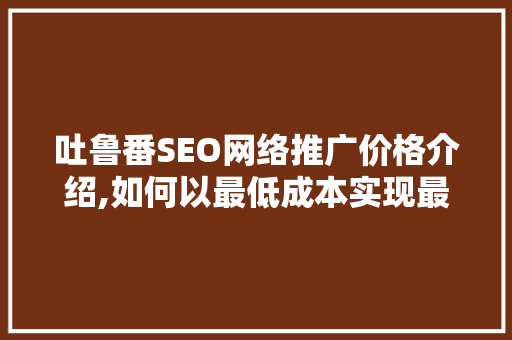 吐鲁番SEO网络推广价格介绍,如何以最低成本实现最高效益