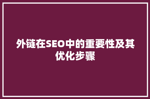 外链在SEO中的重要性及其优化步骤