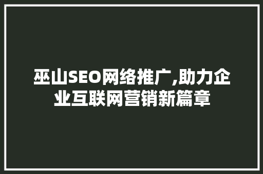 巫山SEO网络推广,助力企业互联网营销新篇章