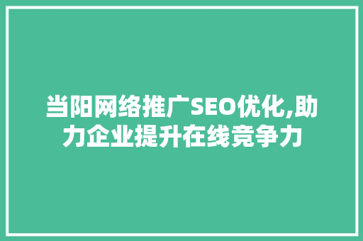 当阳网络推广SEO优化,助力企业提升在线竞争力