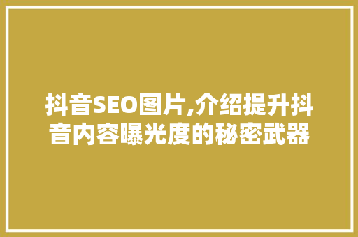 抖音SEO图片,介绍提升抖音内容曝光度的秘密武器  第1张