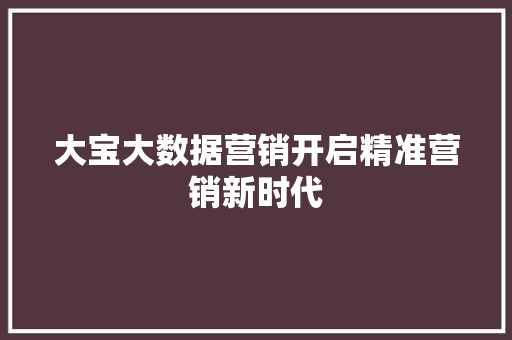 大宝大数据营销开启精准营销新时代  第1张