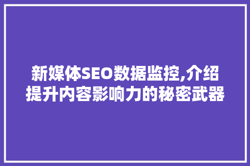新媒体SEO数据监控,介绍提升内容影响力的秘密武器