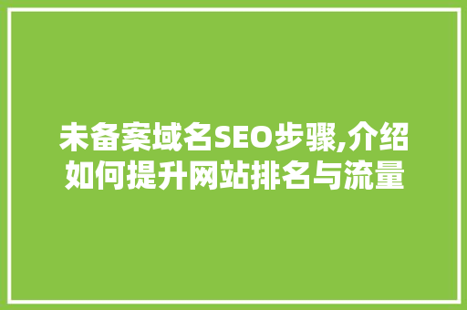 未备案域名SEO步骤,介绍如何提升网站排名与流量  第1张