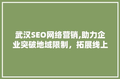 武汉SEO网络营销,助力企业突破地域限制，拓展线上市场