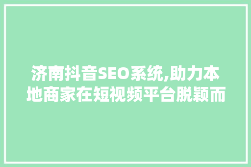 济南抖音SEO系统,助力本地商家在短视频平台脱颖而出