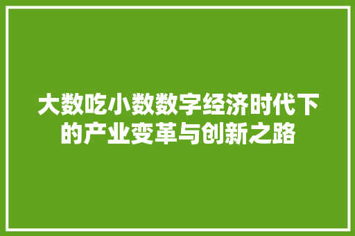 大数吃小数数字经济时代下的产业变革与创新之路  第1张