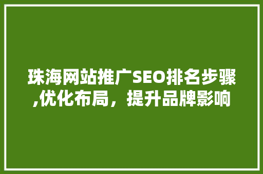 珠海网站推广SEO排名步骤,优化布局，提升品牌影响力
