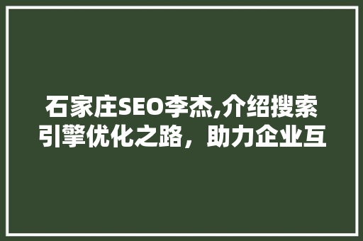石家庄SEO李杰,介绍搜索引擎优化之路，助力企业互联网营销