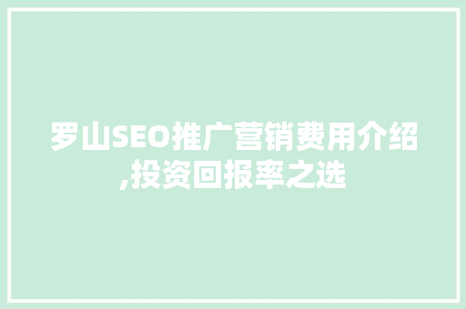 罗山SEO推广营销费用介绍,投资回报率之选