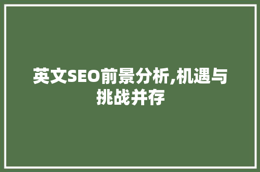 英文SEO前景分析,机遇与挑战并存