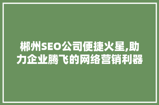 郴州SEO公司便捷火星,助力企业腾飞的网络营销利器