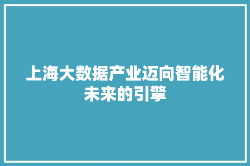 上海大数据产业迈向智能化未来的引擎
