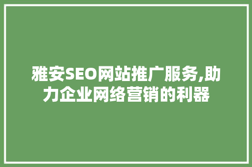 雅安SEO网站推广服务,助力企业网络营销的利器