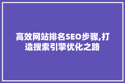 高效网站排名SEO步骤,打造搜索引擎优化之路