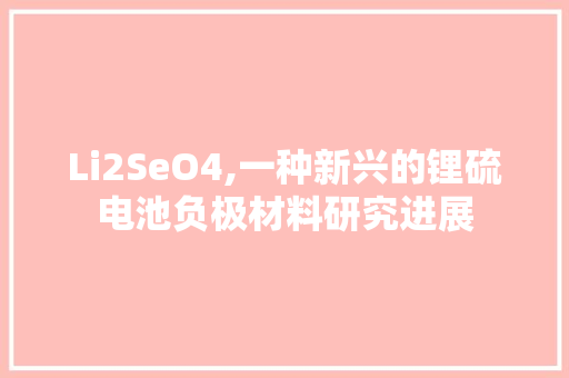 Li2SeO4,一种新兴的锂硫电池负极材料研究进展