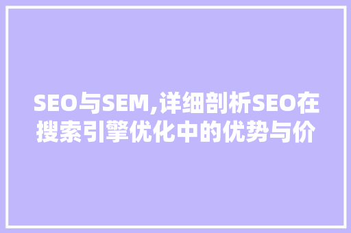 SEO与SEM,详细剖析SEO在搜索引擎优化中的优势与价值