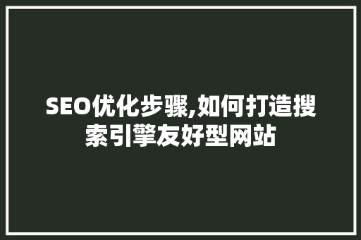 SEO优化步骤,如何打造搜索引擎友好型网站