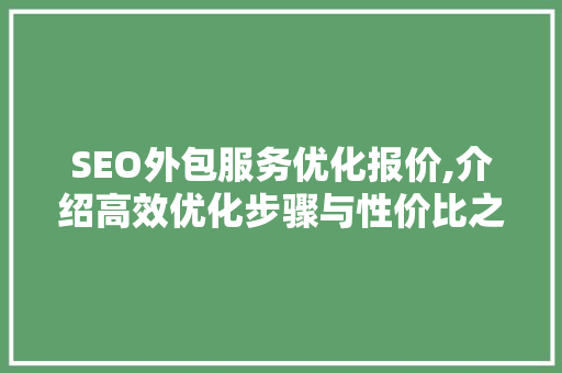 SEO外包服务优化报价,介绍高效优化步骤与性价比之选  第1张