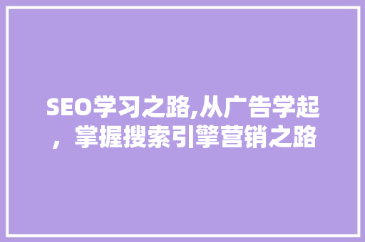 SEO学习之路,从广告学起，掌握搜索引擎营销之路