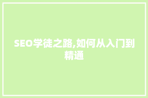 SEO学徒之路,如何从入门到精通
