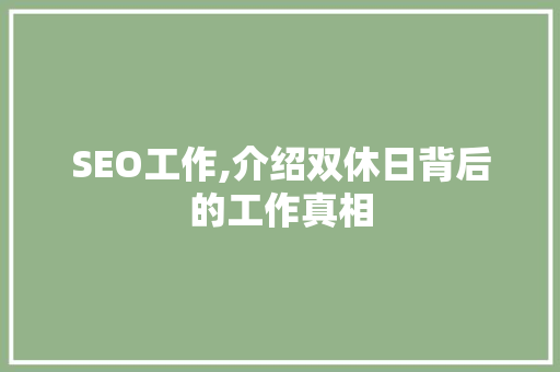 SEO工作,介绍双休日背后的工作真相