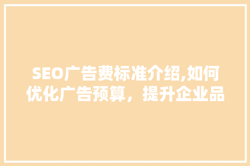 SEO广告费标准介绍,如何优化广告预算，提升企业品牌影响力