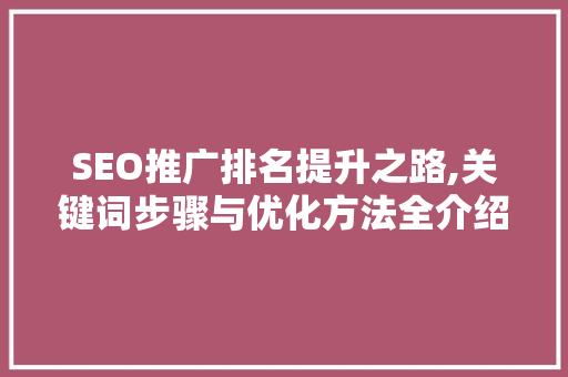 SEO推广排名提升之路,关键词步骤与优化方法全介绍