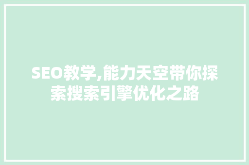SEO教学,能力天空带你探索搜索引擎优化之路