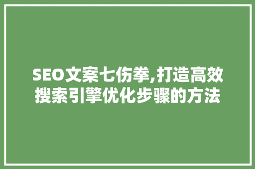 SEO文案七伤拳,打造高效搜索引擎优化步骤的方法