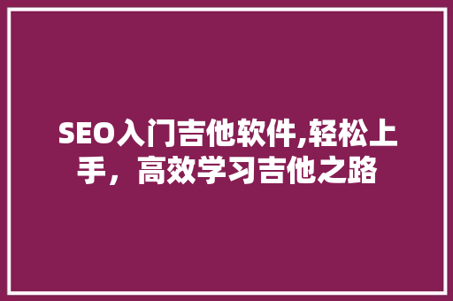 SEO入门吉他软件,轻松上手，高效学习吉他之路