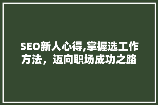 SEO新人心得,掌握选工作方法，迈向职场成功之路