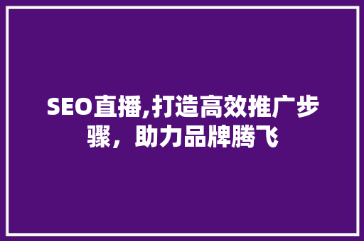 SEO直播,打造高效推广步骤，助力品牌腾飞