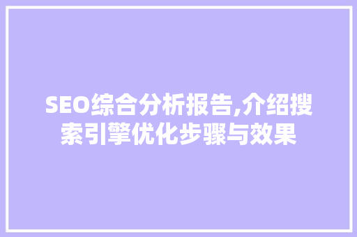 SEO综合分析报告,介绍搜索引擎优化步骤与效果