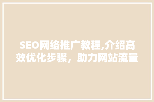 SEO网络推广教程,介绍高效优化步骤，助力网站流量翻倍