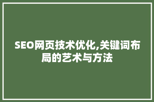 SEO网页技术优化,关键词布局的艺术与方法
