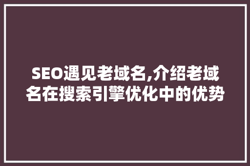 SEO遇见老域名,介绍老域名在搜索引擎优化中的优势与步骤