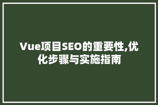 Vue项目SEO的重要性,优化步骤与实施指南