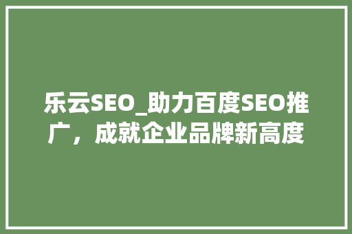 乐云SEO_助力百度SEO推广，成就企业品牌新高度
