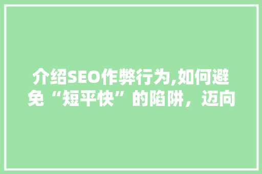 介绍SEO作弊行为,如何避免“短平快”的陷阱，迈向健康的网络营销之路  第1张