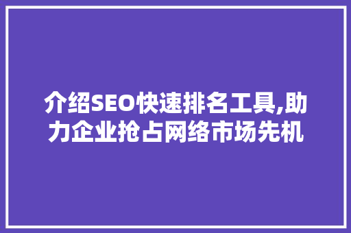 介绍SEO快速排名工具,助力企业抢占网络市场先机