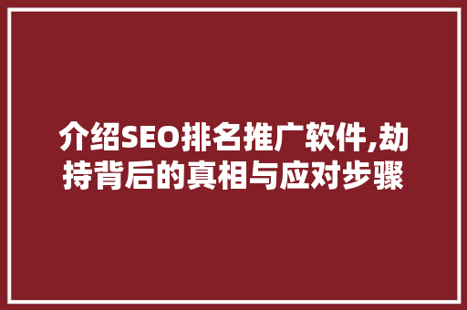 介绍SEO排名推广软件,劫持背后的真相与应对步骤