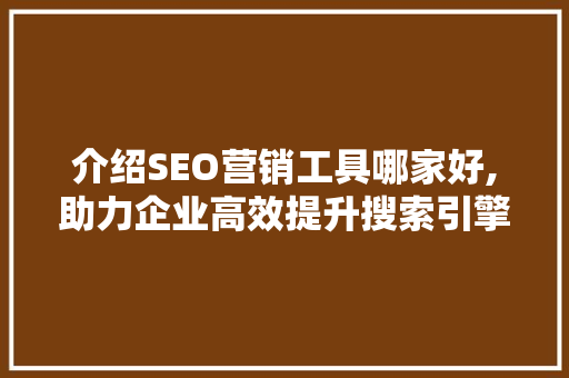 介绍SEO营销工具哪家好,助力企业高效提升搜索引擎排名